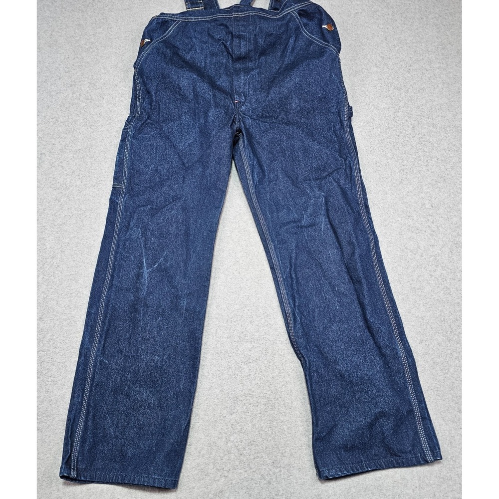 Round House Bib Overalls Mens 32 X 32 Denim Pockets Carpenter Workwear Utility - Picture 8 of 13